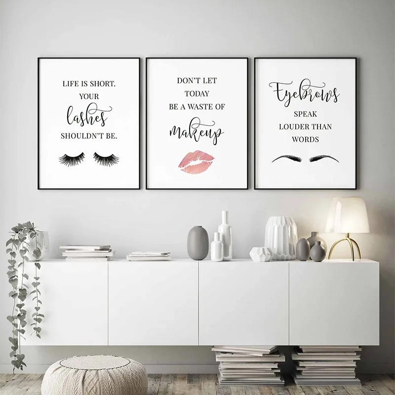 Makeup Is Beauty Quotes - Makyaj Tırnaklar Posteri Kirpik Kaşları Ruj