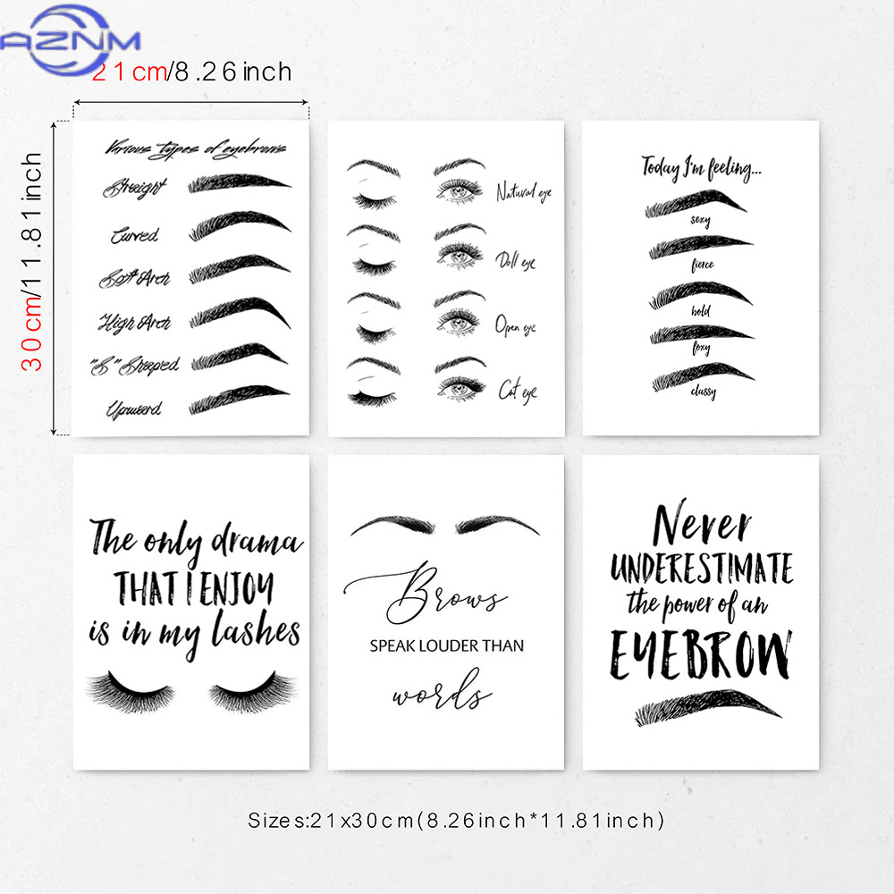 Makeup Is Beauty Quotes - 6'lı Set Kaş ve Kirpik Kanvas