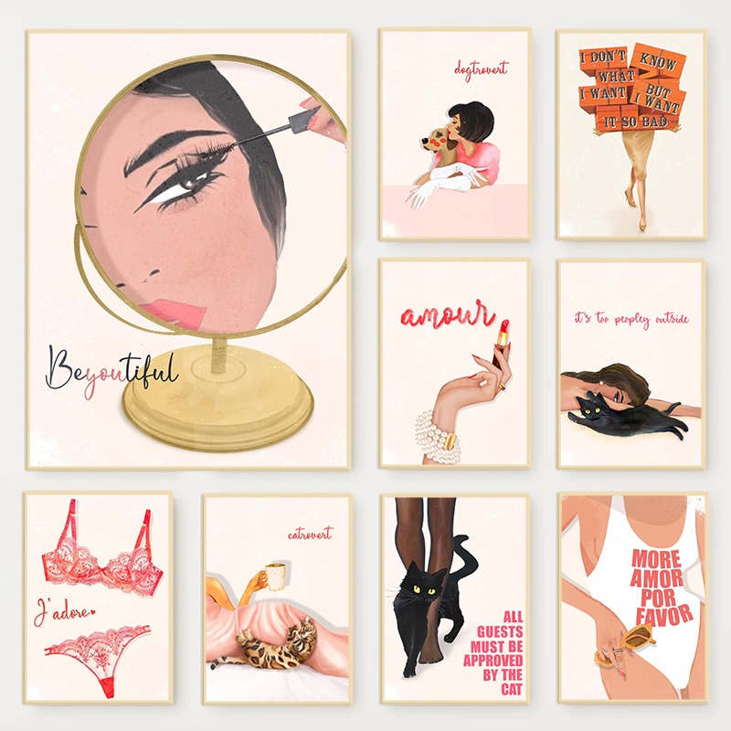 Makeup Is Beauty Quotes - Retro Glam Moda Dergisi Posteri Pembe