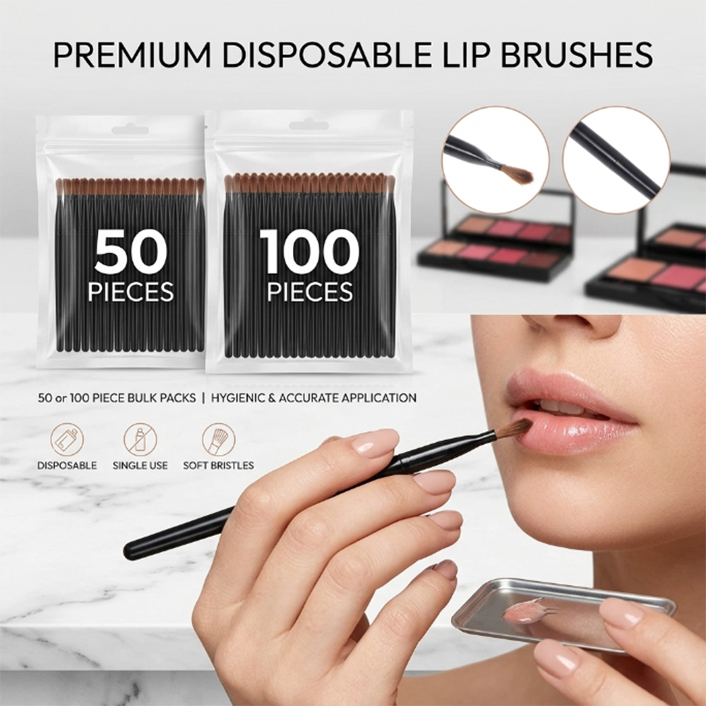 Beauty And Makeup Quotes - 50/100 adet Tek Kullanımlık Dudak Fırçası