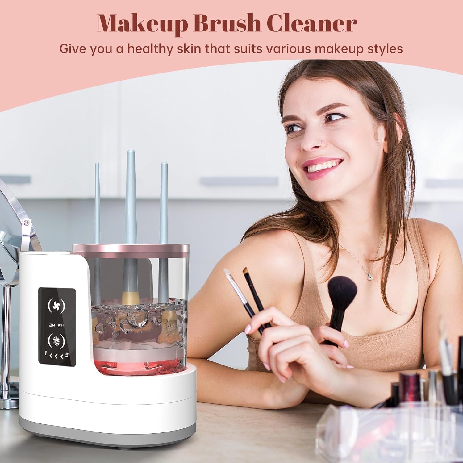 Makeup Brush Set - Otomatik Döner Makyaj Fırçası Temizleme Makinesi