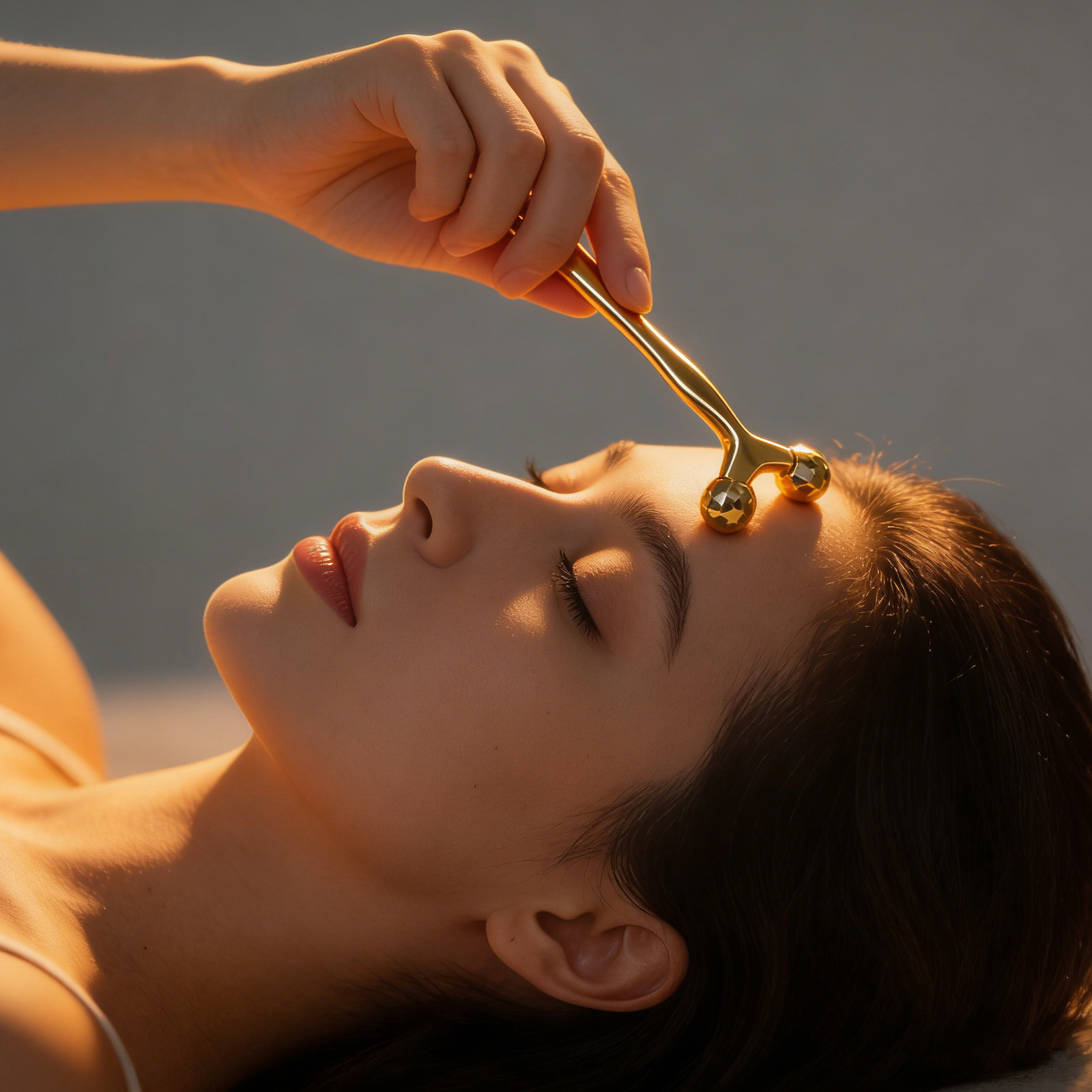 Face Massager - Çift Uçlu Metal Altın Yüz ve