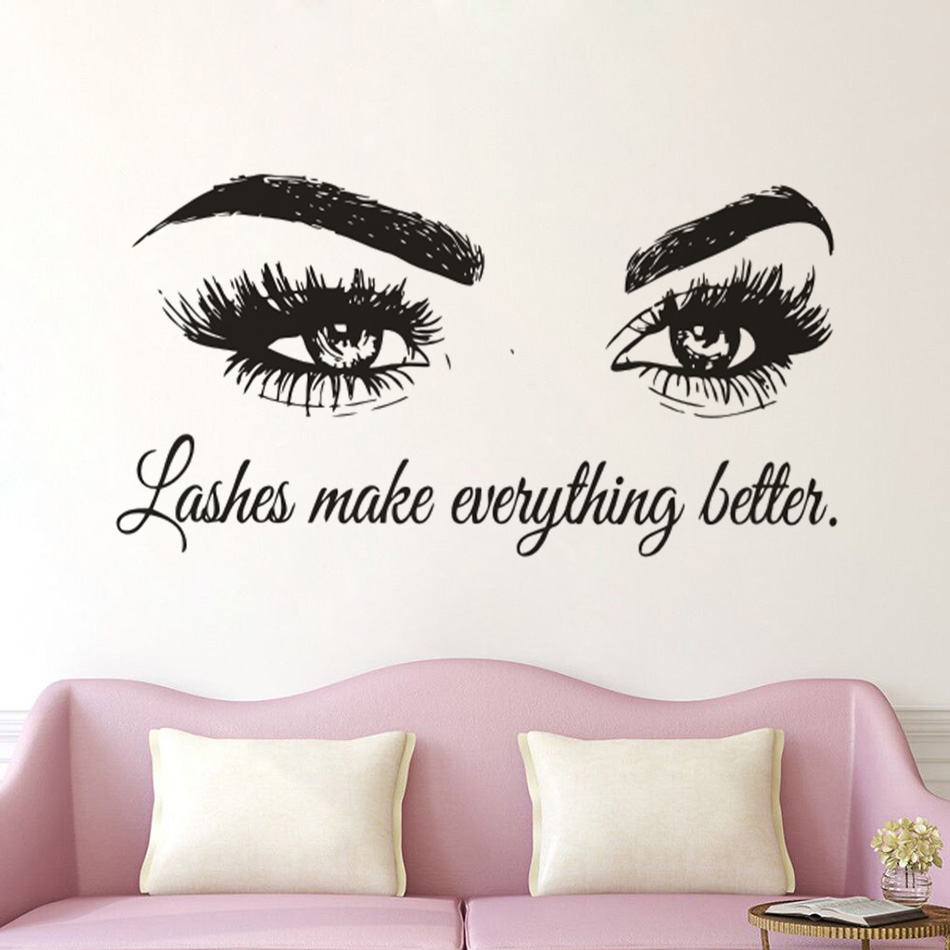 Kirpik Vinil Duvar Çıkartması  - Makeup Is Beauty Quotes incelemesi ve fiyatı