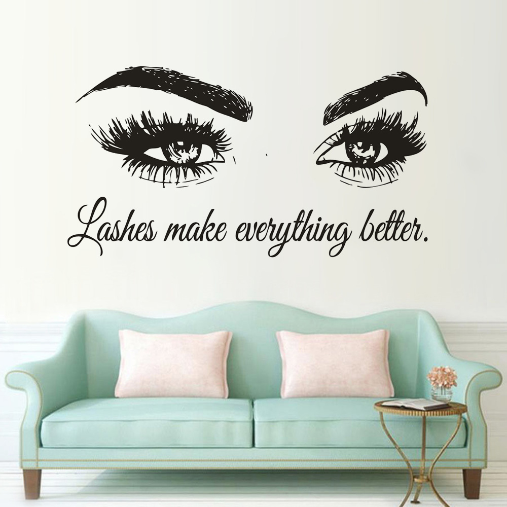 Kirpik Vinil Duvar Çıkartması  - Makeup Is Beauty Quotes incelemesi ve fiyatı